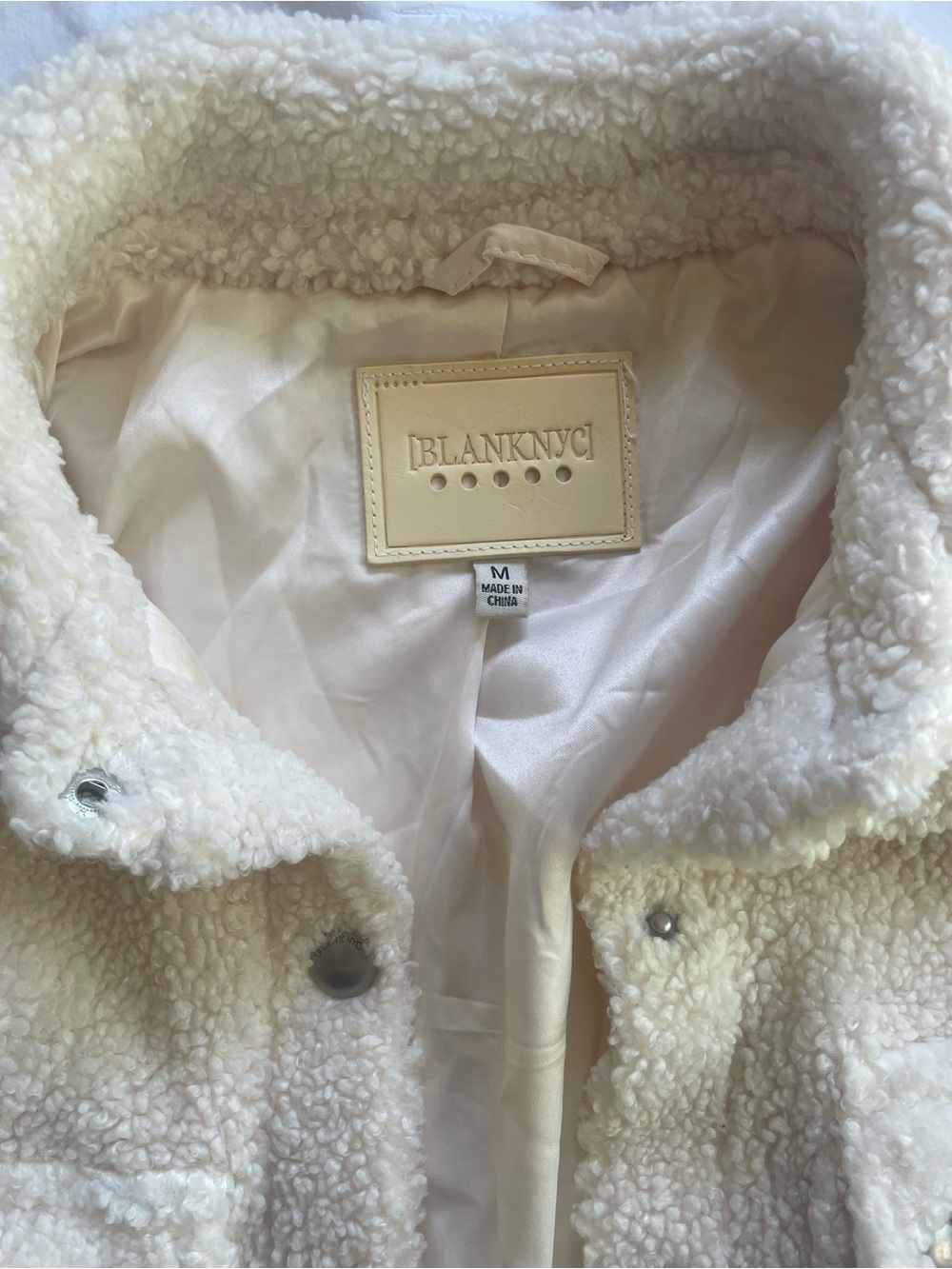 Blank NYC Cream Teddy Sherpa Shirt Jacket Size Medium - Picture 3 of 4